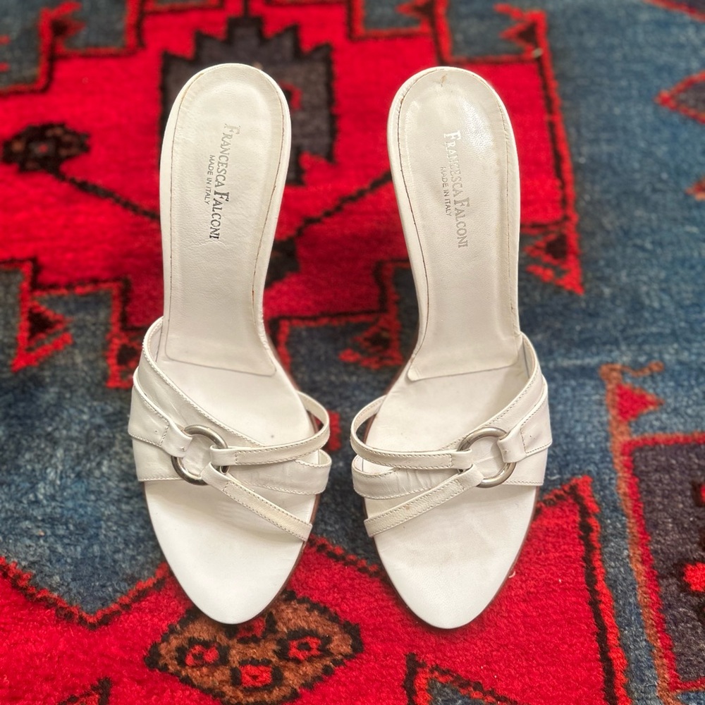 White,backless sandal ,size 40 european ,equivalent with 9-91/2